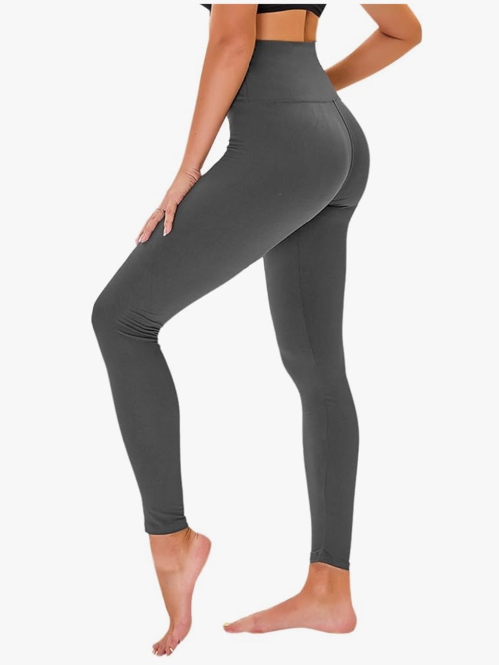 Gray High Waisted Leggings Women Tummy Control Soft Stretch Yoga Pants